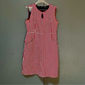 Lands End Sleeveless Polkadot Mini Dress Red Keyhole Neckline Vintage Retro